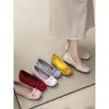 Zapatos planos estilo francés con lazo poco profundo para mujer, nuevo modelo otoño 2025, de suela plana, elegantes, con aumento interno de altura, bailarinas, zapatos Mary Jane