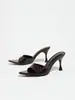 Zapatos de Tacón Alto para Mujer para Primavera y Verano, Punta Fina, Tacón Delgado, Mules de Una Correa, Modernos, Versátiles, Elegantes Sandalias de Tacón Alto