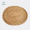 Mantel Redondo de Paja, Tejido de Jacinto de Agua Aislante al Calor Pequeño Posavasos para Taza de Té, Costura Curva Mantel para Plato de Restaurante, Mantel Redondo