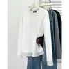 2026 Primavera Plus Size Feminino Elegante Casual Patchwork de Renda Manga Longa Gola Redonda Camiseta Camada Base 9500