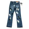 Nova Marca da Moda Jeans de Couro com Estampa de Chamas Lavadas Masculino High Street Solto Reto Moda Versátil Calça Casual