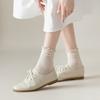 Calcetines de algodón peinado de color liso para mujer, cómodos y transpirables, de malla, finos, con orejas, para primavera y verano